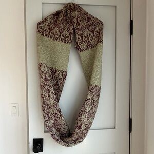 Dries Van Noten Burgundy and Gold Knit Accessory snood scarf